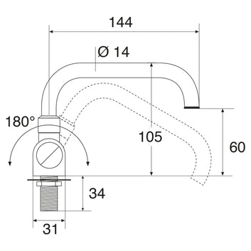 Barka enkelt hane forcromet til fodpumpe, lav BR0600
