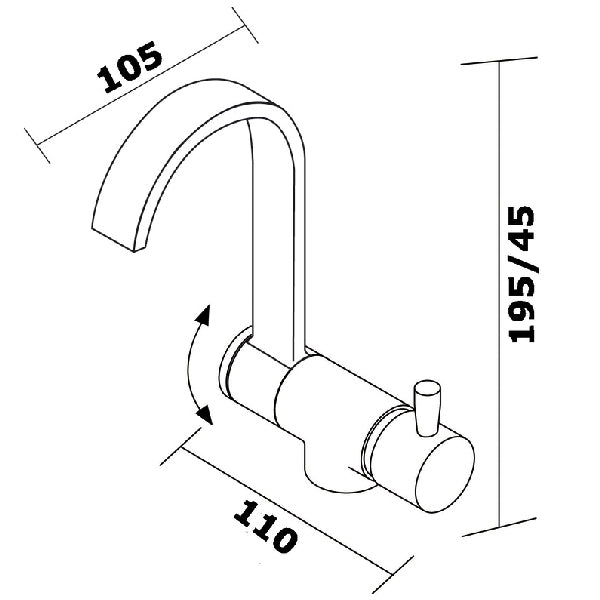Etgrebs slim blandingsbatteri, mixer kold/varm