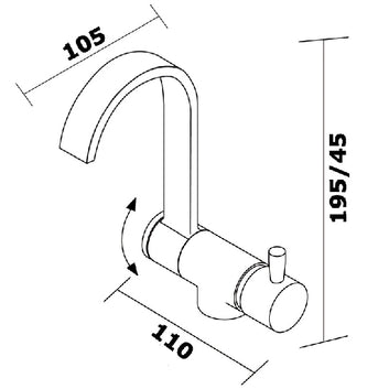 Etgrebs slim blandingsbatteri, mixer kold/varm