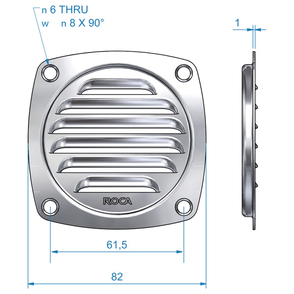 Roca Ventilgæller RF, 82x5 mm
