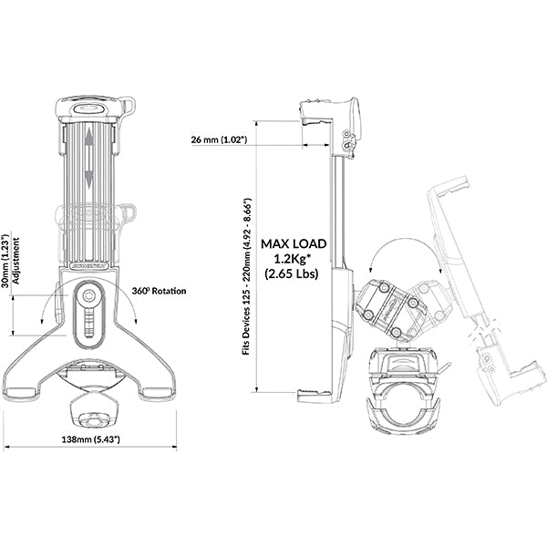 ROKK iPad/Tablet monteringskit, gelænder