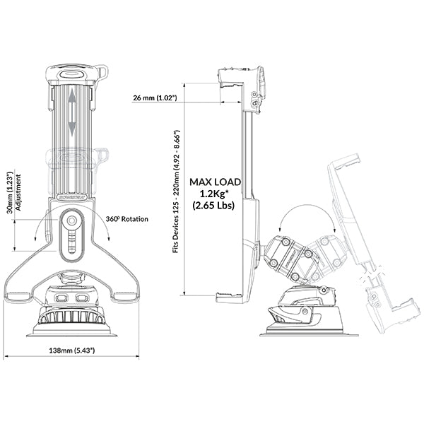 ROKK iPad/Tablet monteringskit, sugekop