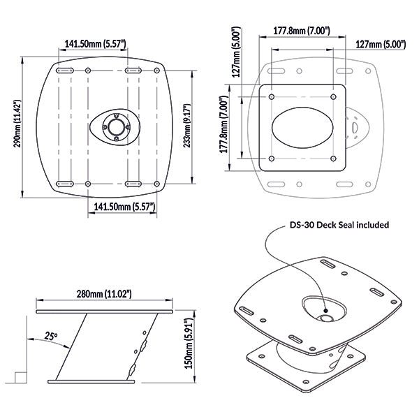 ScanStrut PowerTower til radar 150mm, sort