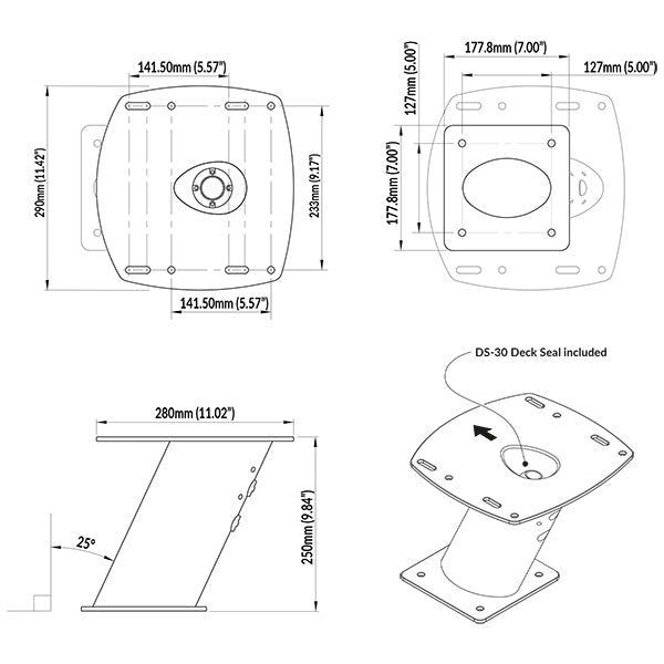 ScanStrut PowerTower til radar 250mm, hvid