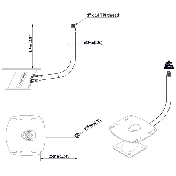 ScanStrut PowerTower stang GPS & VHF holder