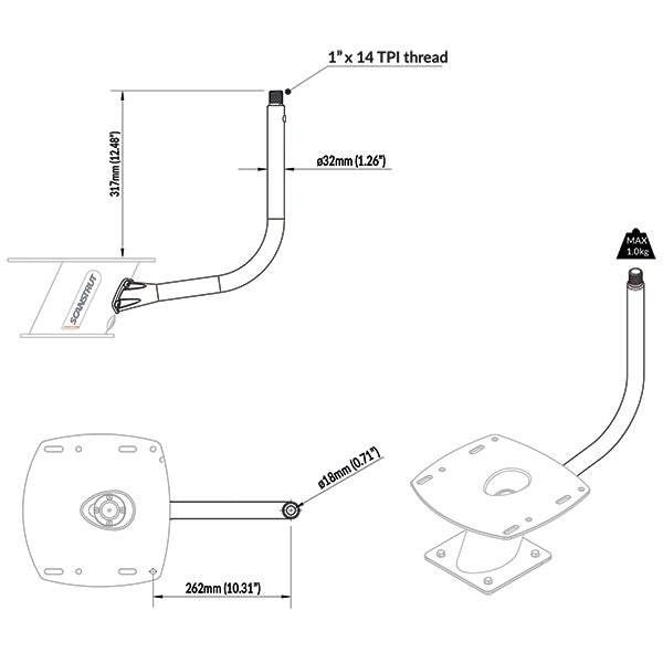 ScanStrut PowerTower stang GPS & VHF holder