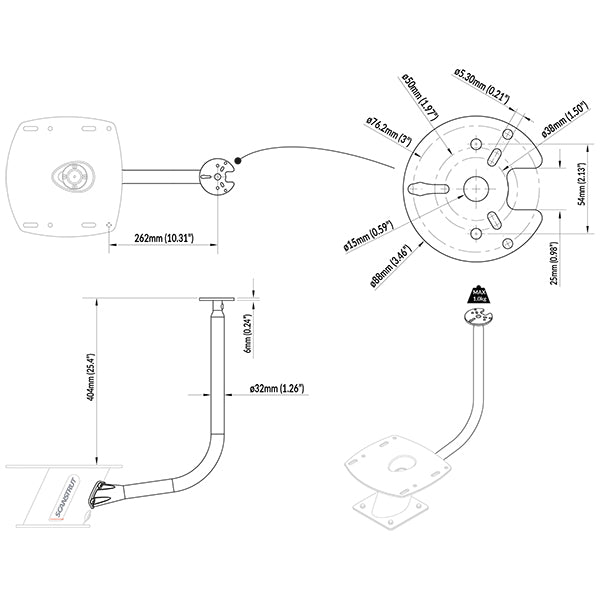ScanStrut PowerTower stang med lanterne holder, hvid