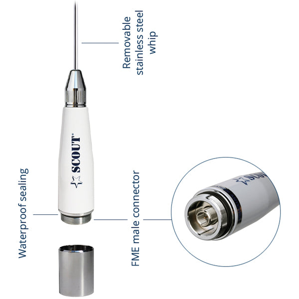 Scout Quick 3 VHF antenne 1,1m med stålpisk