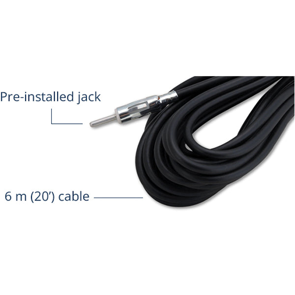 Scout Titan KS-120 Sort AM/FM antenne 1,2m, 6m kabel med Jack stik