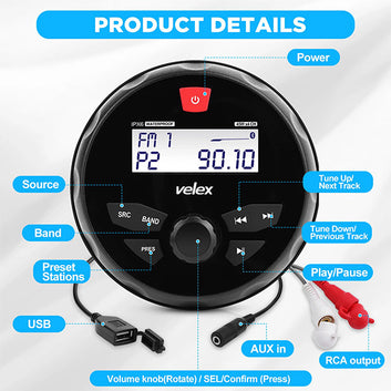 Velex marine radio sæt DAB+/FM med 2 højttaler 6,5