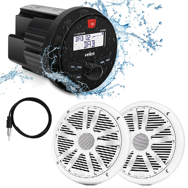 Velex marine radio sæt DAB+/FM med 2 højttaler 6,5"