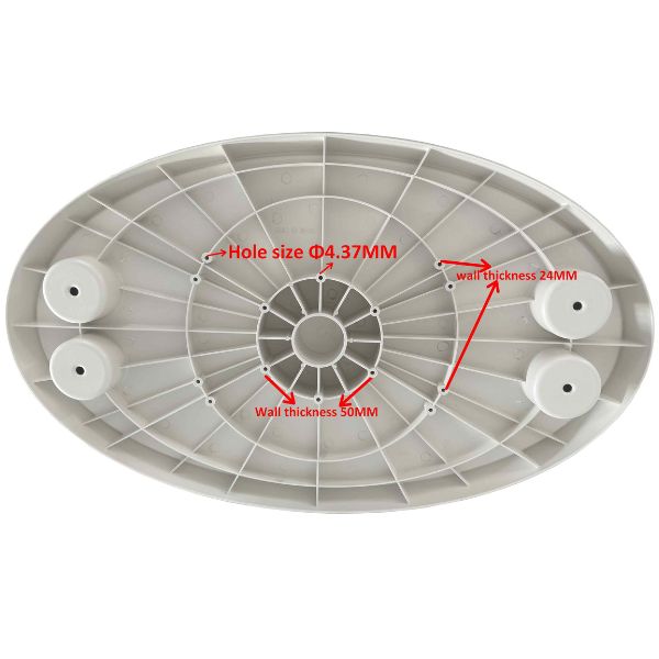 Springfield oval bordplade af hvid ABS