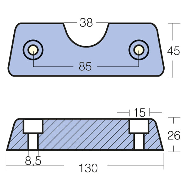 Tecnoseal Zinkanode volvo dpx 130x45mm 872139