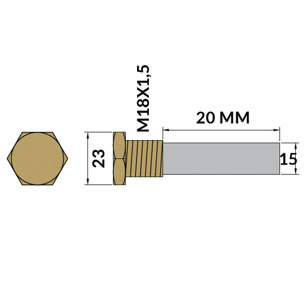Tecnoseal Yanmar motorzink komplet 20x15mm M18x1,5