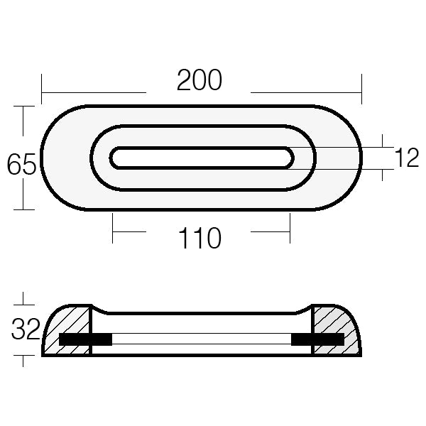 Tecnoseal zink til motorbåd, 200x65x32mm