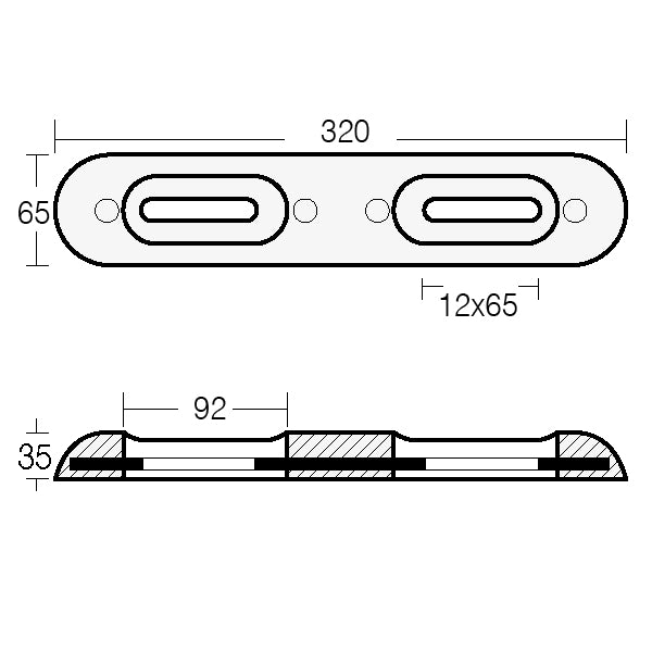 Tecnoseal zink til motorbåd, 320x65x35mm