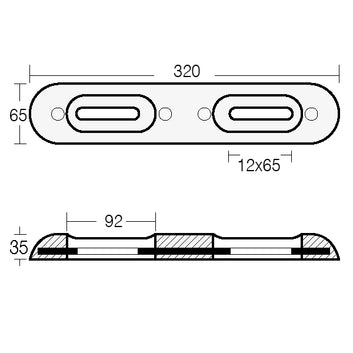 Tecnoseal zink til motorbåd, 320x65x35mm