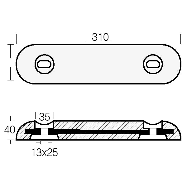 Tecnoseal Zink plade fairline 310x75x40mm 4,00kg