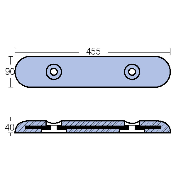 Tecnoseal zink til motorbåd, 460x100x45mm