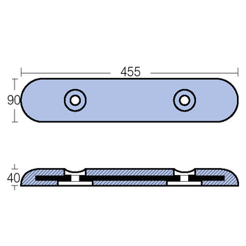 Tecnoseal zink til motorbåd, 460x100x45mm