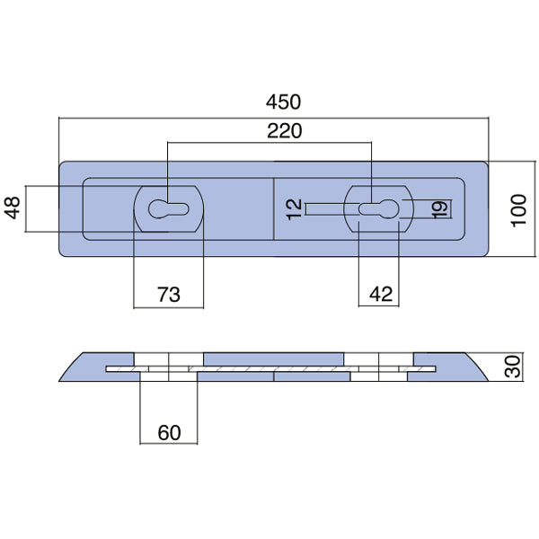 Tecnoseal zink til motorbåd, 450x100x12mm