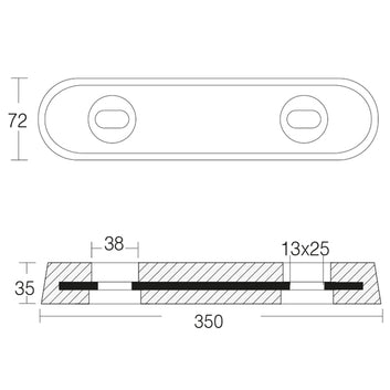 Tecnoseal zinkanode til Vetus, 35x72x350 mm