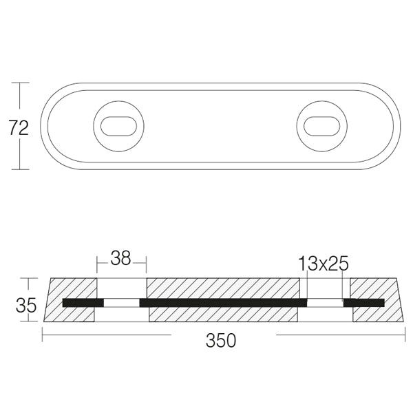 Tecnoseal zinkanode til Vetus, 35x72x350 mm