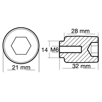Tecnoseal Zinkanode Yamaha motorzink 75-250hk 68V-11325-01