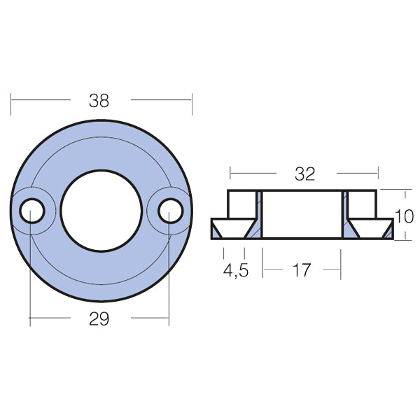 Tecnoseal zinkanode til bovpropel Vetus KGF 25