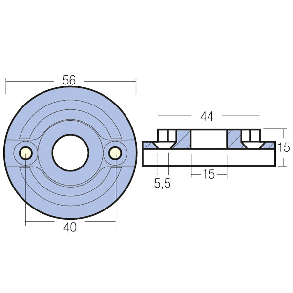 Tecnoseal zinkanode til bovpropel Vetus KGF 75