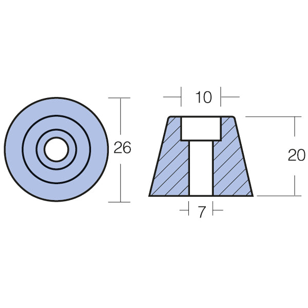 Tecnoseal Zinkanode sidepower 61180 ældre 4 & 6hk 3-blad