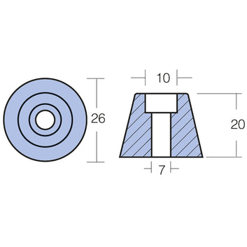 Tecnoseal Zinkanode sidepower (61180) ældre 4 & 6hk 3-blad