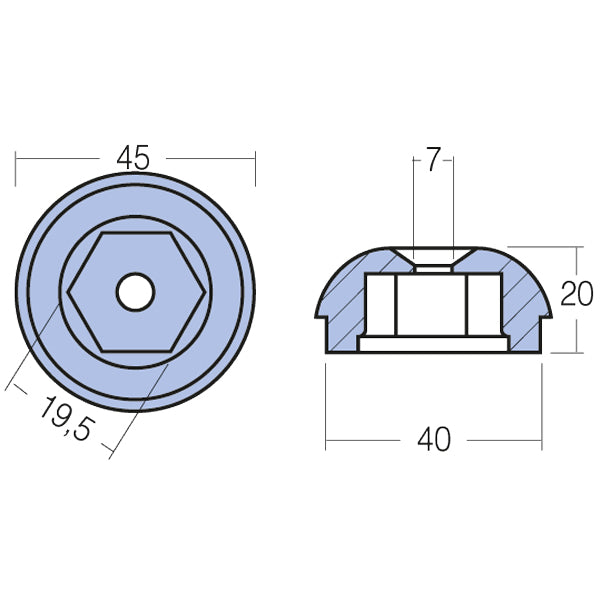 Tecnoseal Alu anode sidepower 71190a sp55s/75t/95t,se60/80