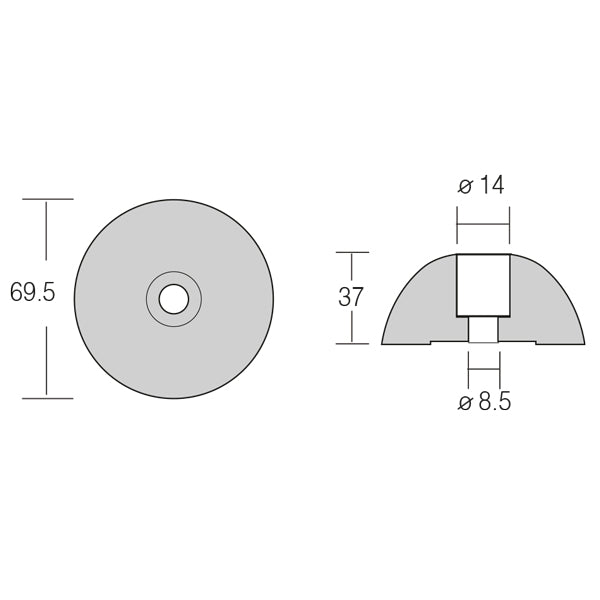 1852 Zink til flex-o-fold Ø69.5 mm