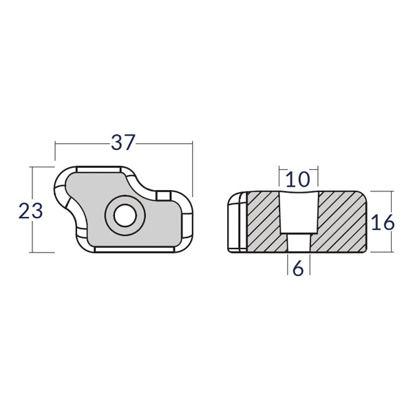1852 Zinkanode flex-o-fold 2-bladet propel