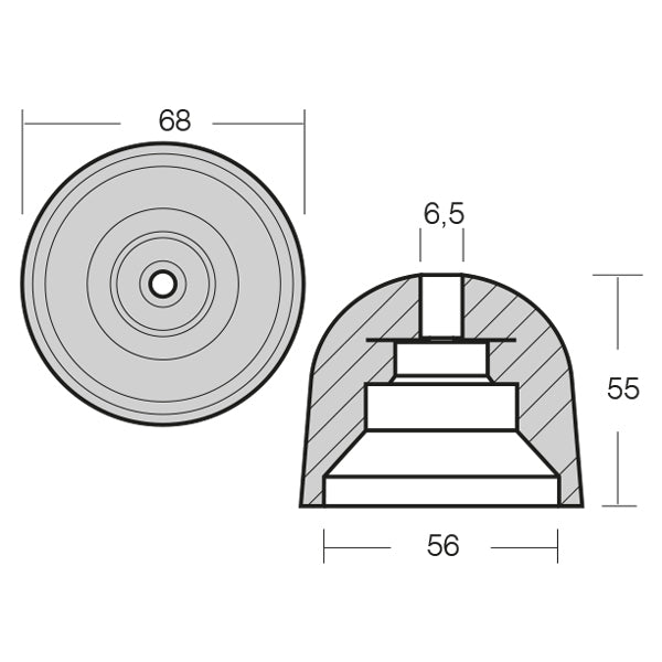 1852 Zink til Vetus bovpropel Ø68