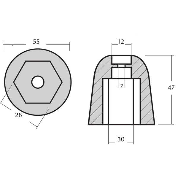 1852 Zink til Vetus bovpropel KGF 125&160