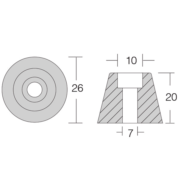 1852 Zinkanode Sidepower 61180 ældre 4 & 6hk 3-blad