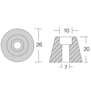 1852 Zinkanode Sidepower (61180) ældre 4 & 6hk 3-blad