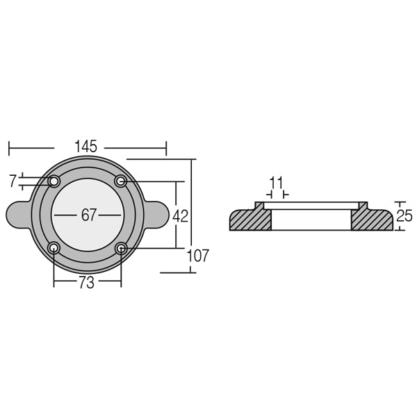 1852 Yanmar drev-zink ringanode
