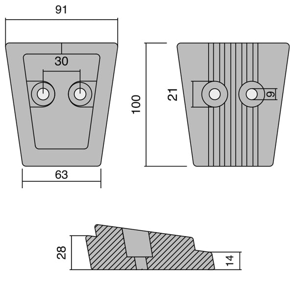 1852 Zinkanode Volvo SX-drev, 100 x 91/63mm