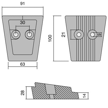 1852 Zinkanode Volvo SX-drev, 100 x 91/63mm