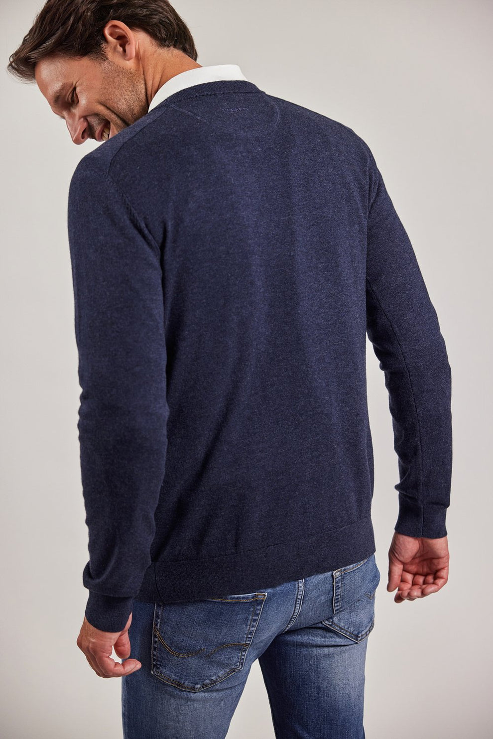 Sebago M Merino Crew Knit Steel Blue Melange