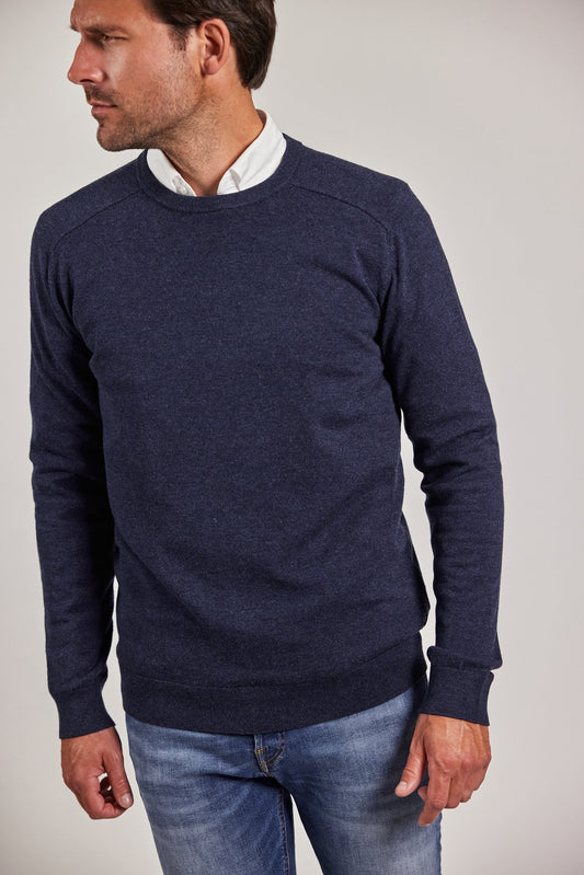 Sebago M Merino Crew Knit Steel Blue Melange