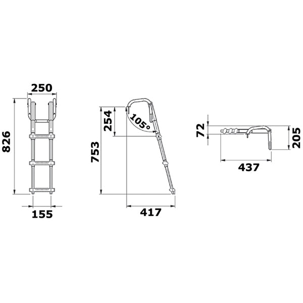 Teleskop badestige "Dykker", 3 trin