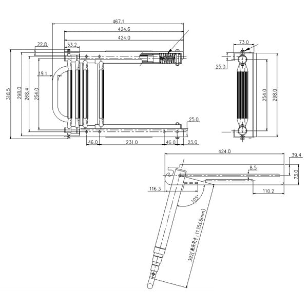 Badestige i kasette, 4 trin