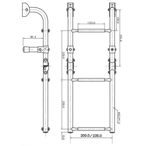 Badestige Højglanspoleret AISI 316 rustfrit stål