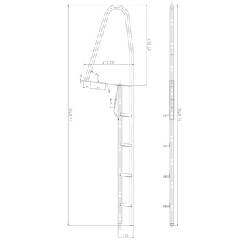 Brostige fastmonteret i rustfrit stål, 4 trin