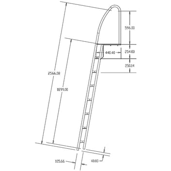 Brostige fastmonteret i rustfrit stål, 7 trin