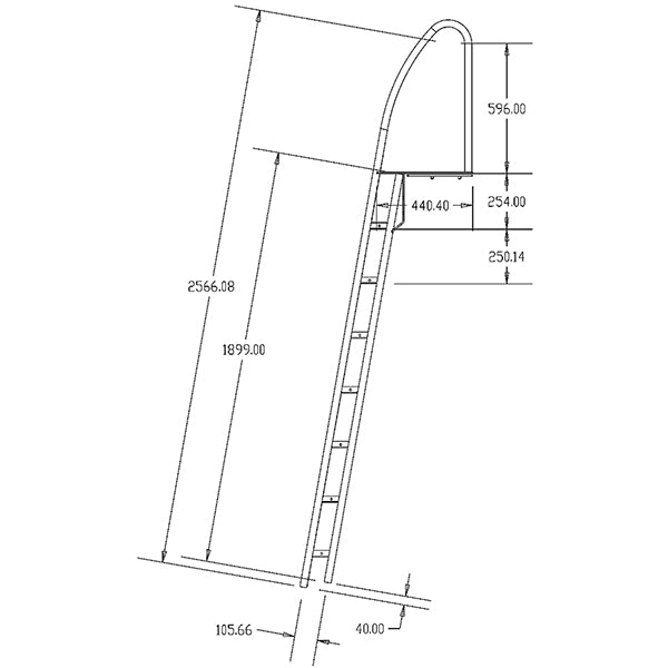 Brostige fastmonteret i rustfrit stål, 7 trin